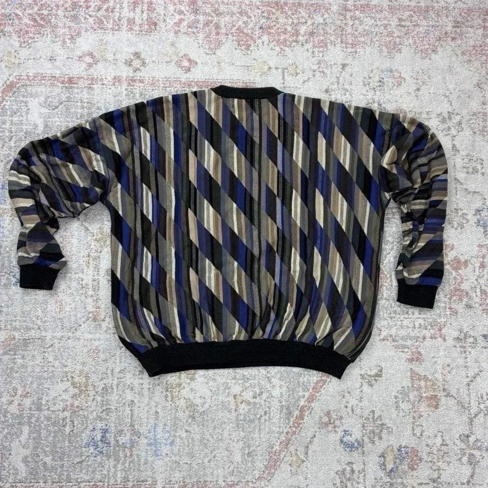 VTG 90s Tundra Canada 3D Knit Sweater Men XXL Coogi Style Geometric Textured